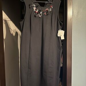 Chic Black Dress with Floral Embellishments